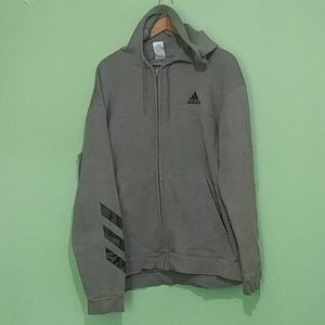Adidas Zippered 3-Stripes Hoodie